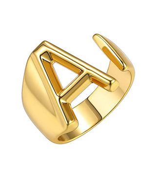 GoldChic + Jewelry Personalized Gold Bold Initial Letter Open Ring