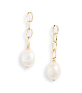 Adina's Jewels + Pearl Chain Drop Earrings
