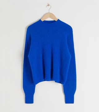 & Other Stories + Ribbed Mock Neck Wool Blend Sweater