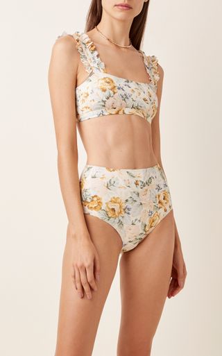 Ephemera + Ruffled Floral-Print Bikini Top