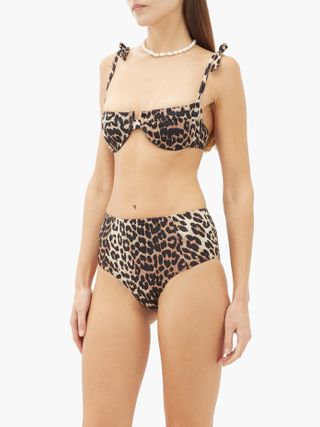 Ganni + Leopard-Print Bikini Top