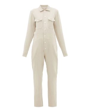 White Story + Capri Button-Down Linen Jumpsuit