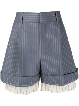 Chloé + Double-Layer Pinstripe Tailored Shorts