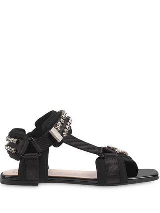 Gucci + Technical Canvas Sandal With Crystals