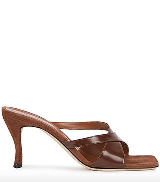 By FAR + Kitty 75 Brown Leather Mules