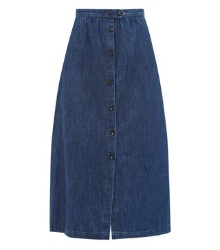 A.P.C. + Buttoned Denim Midi Skirt