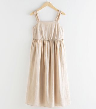 & Other Stories + Gathered Linen Midi Dress