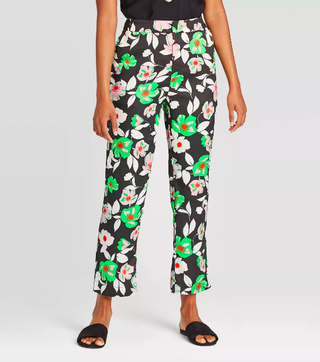 Who What Wear x Target + Mid-Rise Relaxed Cropped Silky Trouser
