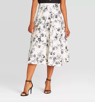 Who What Wear x Target + Floral Print Midi Circle Skirt