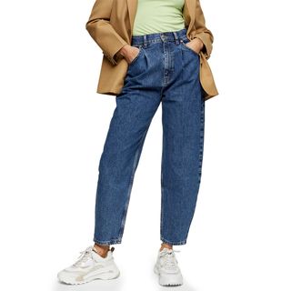 Topshop + Mid Blue Balloon Tapered Jeans