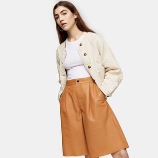 Topshop + Camel Leather Culottes