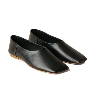 COS + Square Toe Leather Ballerina Shoes