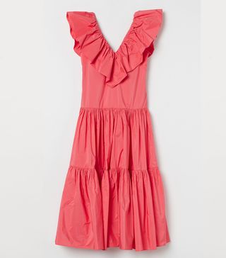 H&M + Flounce-Trimmed Taffeta Dress