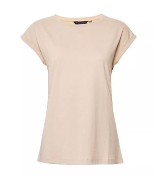 Dorothy Perkins + Brown Organic Cotton Roll Sleeve T-Shirt