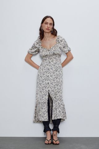 Zara + Satin Effect Print Dress