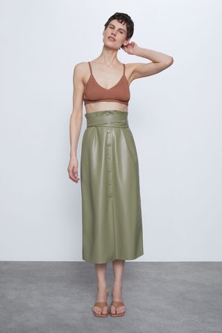 Zara + Faux Leather Skirt