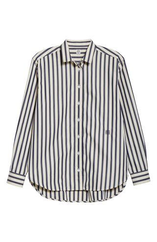 Totême + Capri Stripe High/Low Cotton Poplin Shirt