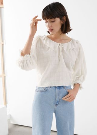 & Other Stories + Embroidered Puff Sleeve Top