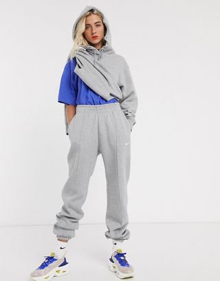 Nike + Mini Swoosh Oversized Gray Sweatpants