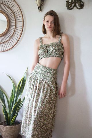 Zara + Printed Crop Top and Skirt