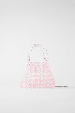 Zara + Transparent Beaded Bucket Bag