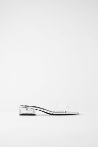 Zara + Silver Heeled Vinyl Sandals