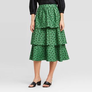Who What Wear x Target + Tiered Ruffle Midi Skirt