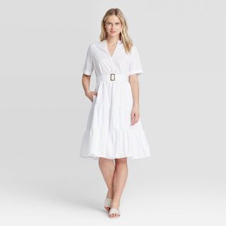 Who What Wear x Target + Belted Tiered Dress