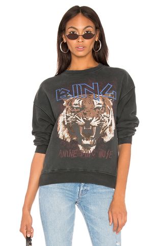 Anine Bing + Tiger Sweatshirt in Black