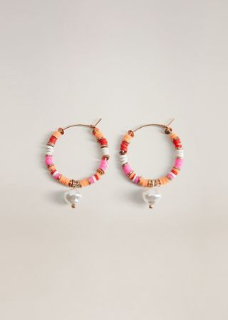 Mango + Pearl-Bead Hoops Earrings