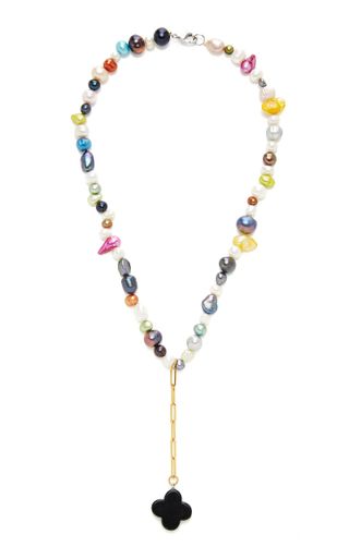 Timeless Pearly + Gold-Plated, Pearl and Jade Necklace
