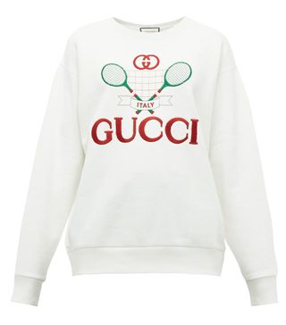 Gucci + Tennis Logo-Embroidered Cotton-Jersey Sweatshirt