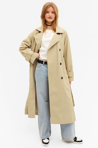 Monki + Double Breasted Front Trench Coat