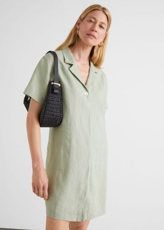 & Other Stories + Relaxed Collared Linen Mini Dress