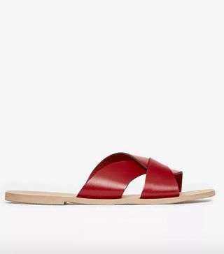 Dorothy Perkins + Red Leather Jetson Sliders