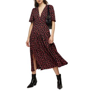 Topshop + Floral Print Midi Dress