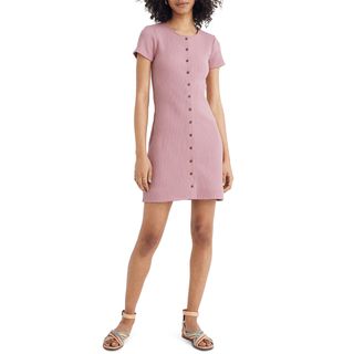 Madewell + Ribbed Button Front Minidress