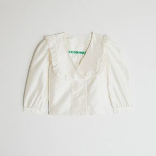 Chelsea Mak + Vienna Frill Thai Silk Shirt in White