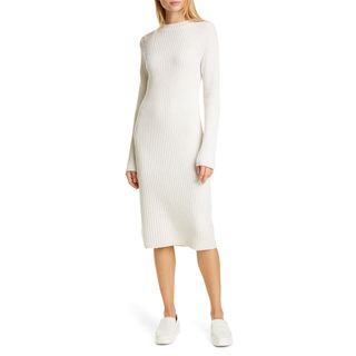 Vince + Ribbed Wool & Cashmere Long Sleeve Sweater Dress