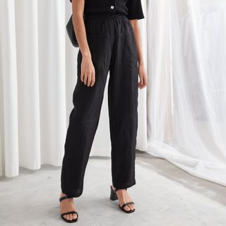 & Other Stories + Nylon Wide Leg Drawstring Trousers