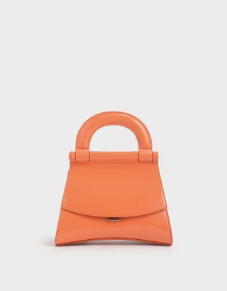 Charles & Keith + Orange Patent Top Handle Bag