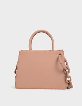 Charles & Keith + Blush Chunky Chain Top Handle Structured Tote
