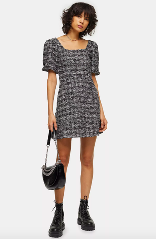 Topshop + Boucle Effect Mini Jersey Dress