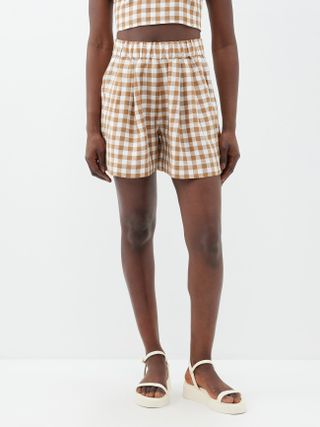 Asceno + The Zurich Check-Linen Shorts