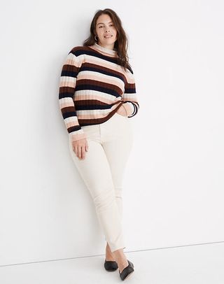 Madewell + Striped Evercrest Turtleneck Sweater in Coziest Yarn