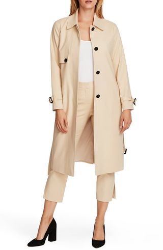 Vince Camuto + Belted Double Weave Trench Coat