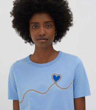 Chinti & Parker + Sky-Blue Anni Heart Cotton T-Shirt x Meals for the NHS