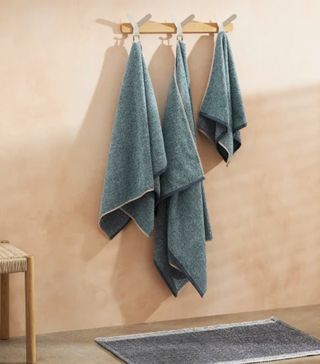Made + Hanno 100% Organic Cotton Set of 2 Bath Towels, Indigo Blue
