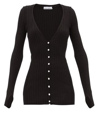 Paco Rabanne + Ribbed Cotton-Blend Cardigan