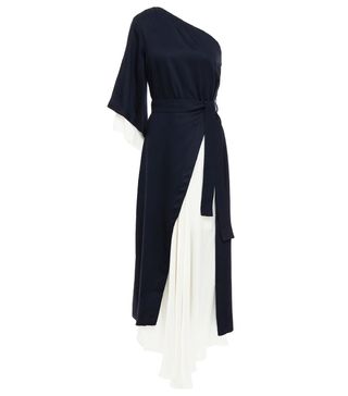 Mother of Pearl + Audrey One-Shoulder Layered Sateen and Hammered-Satin Midi Dress